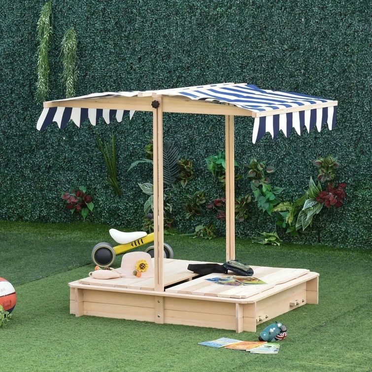 Outsunny Square Sandbox with Cover thumbnail 2
