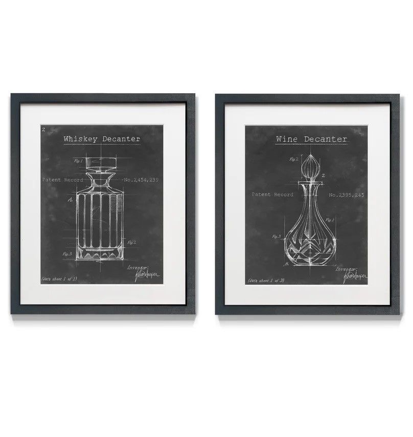 Barware Blueprint Framed On Paper 2 Pieces Painting thumbnail 2