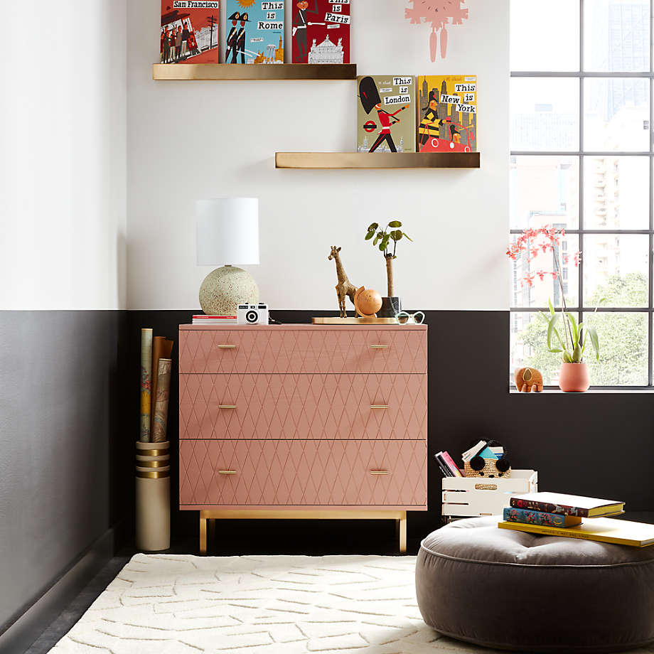 Jewel Blush Wood 3 Drawer Kids Dresser thumbnail 2