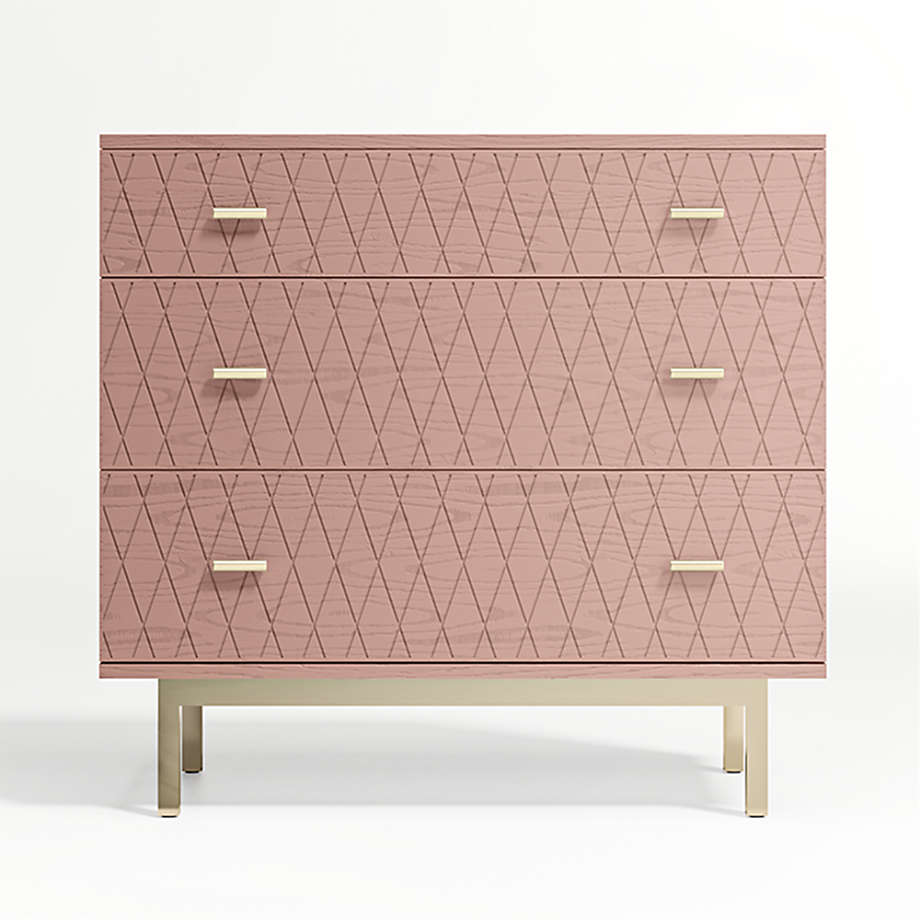 Jewel Blush Wood 3 Drawer Kids Dresser thumbnail 3