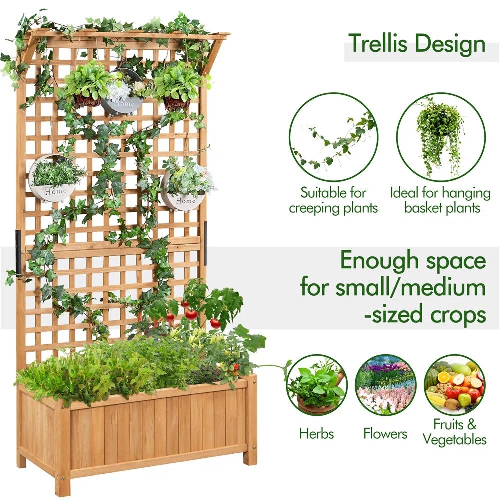 Handmade Wood Outdoor Planter Box with Trellis thumbnail 3