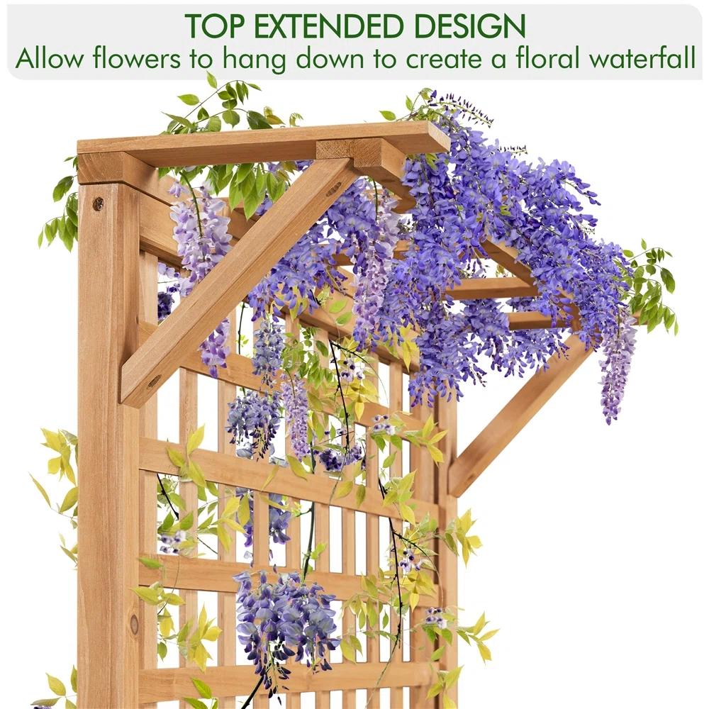 Handmade Wood Outdoor Planter Box with Trellis thumbnail 4