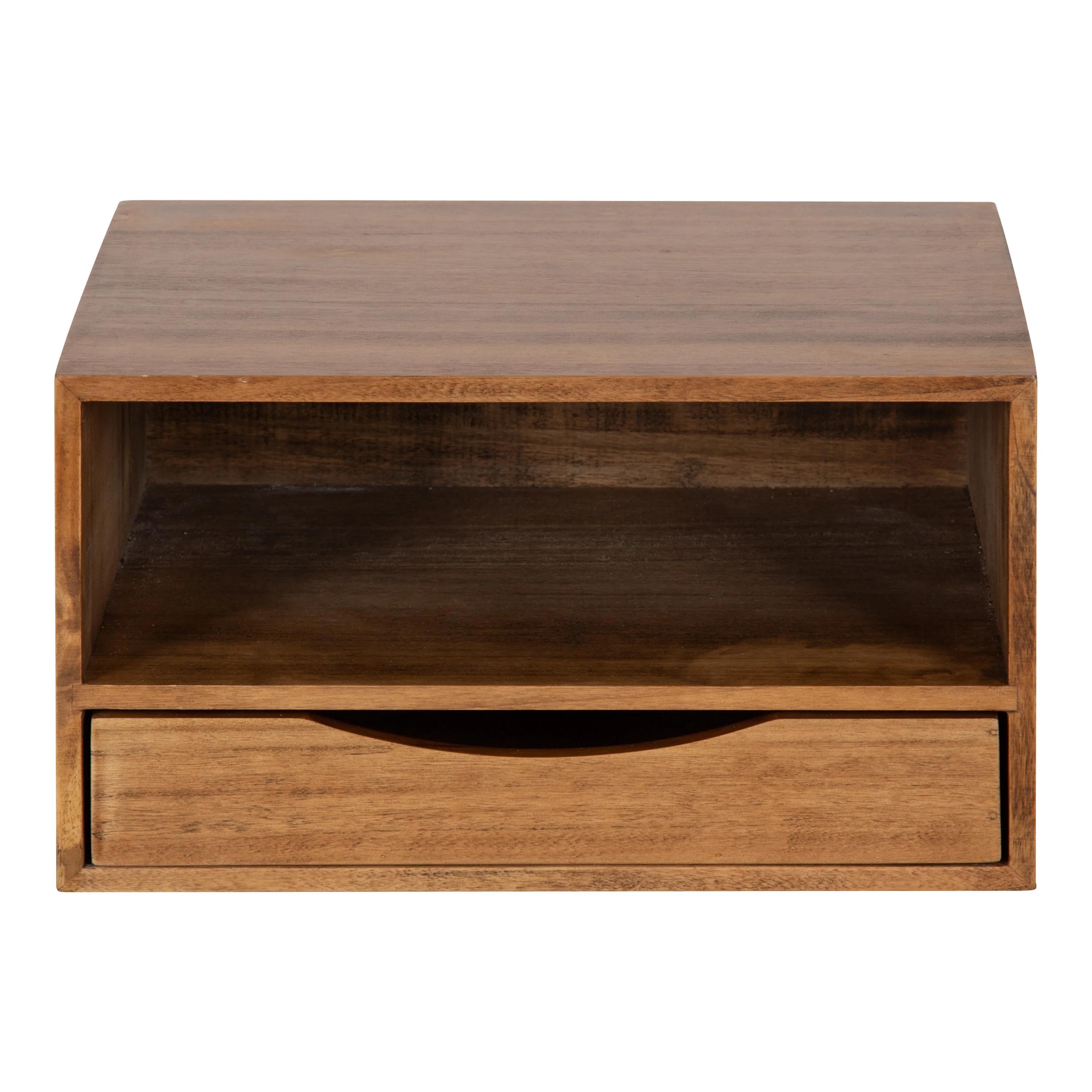 Adeana Poplar Solid Wood Floating Shelf with Drawer thumbnail 3
