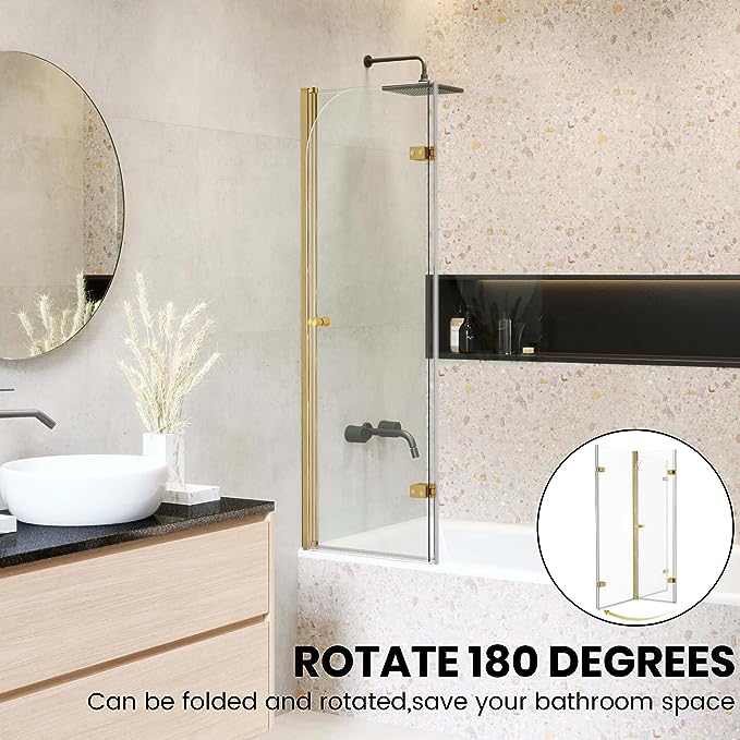 Bathroom Frameless Hinged Foldable Tub Door thumbnail 2