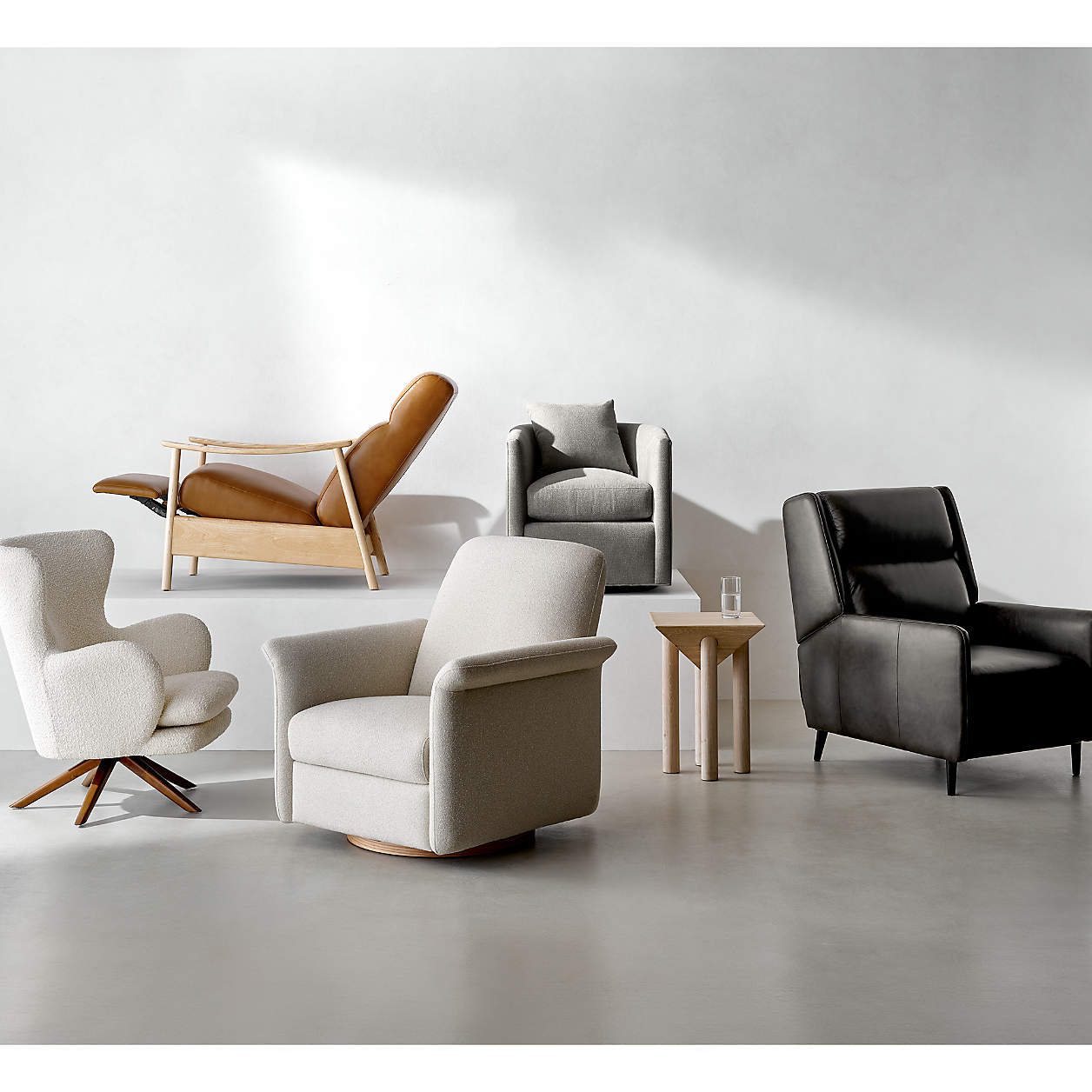 Domingo Leather Reclining Accent Chair with Wood Frame thumbnail 2