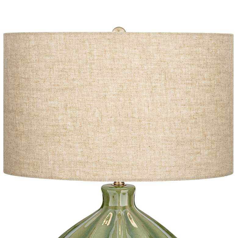 Gordy Green Ribbed Modern Ceramic Table Lamp thumbnail 3