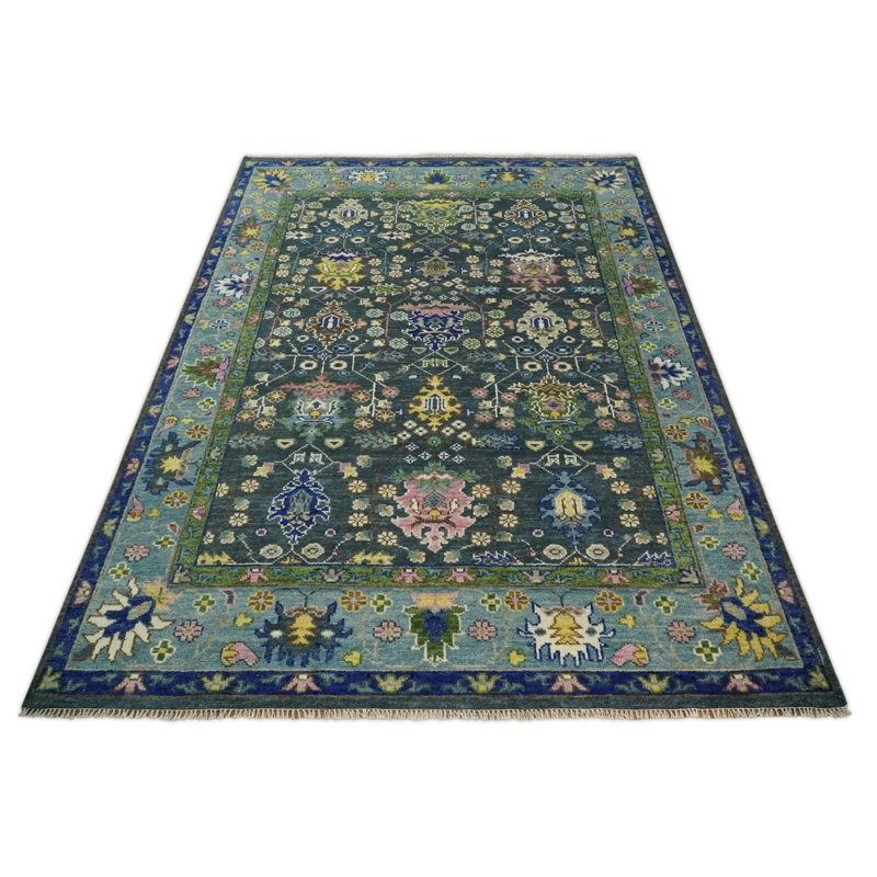 Panameno Handmade Hand Knotted Wool Charcoal Rug thumbnail 2