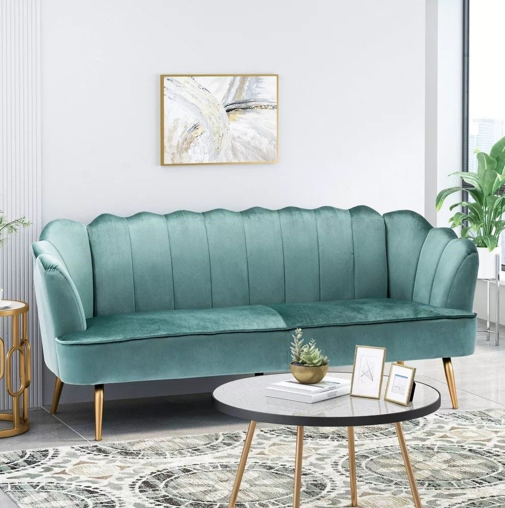 Reitz Modern Glam Velvet 3 Seater Shell Sofa thumbnail 3
