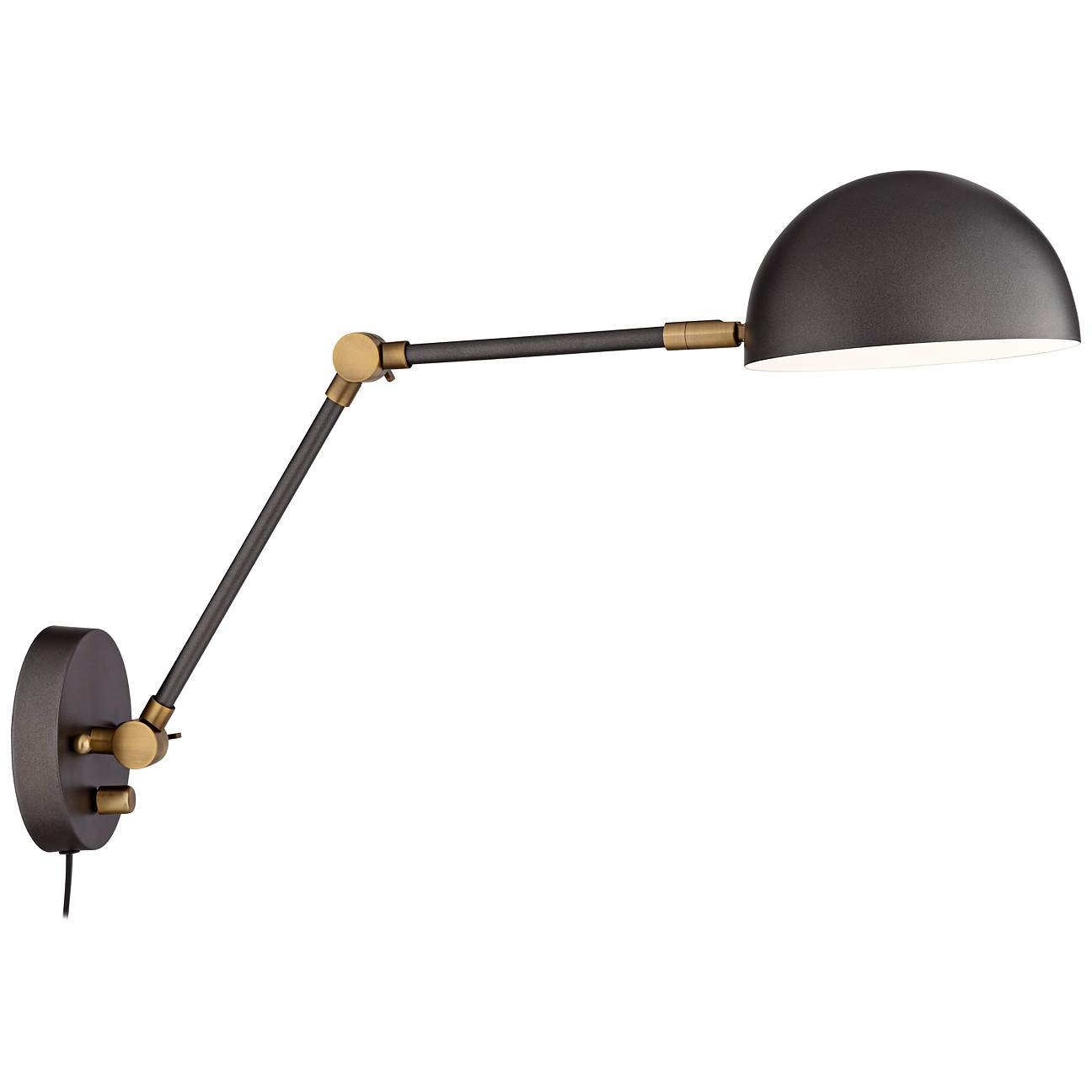 Kenora Gunmetal Plug In Swing Arm Wall Lamps Set of 2 thumbnail 2