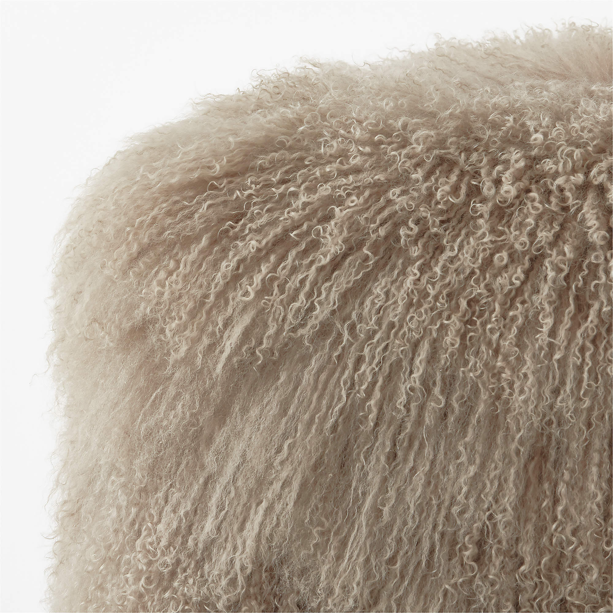 Bozzi Taupe Mongolian Sheepskin Ottoman thumbnail 3