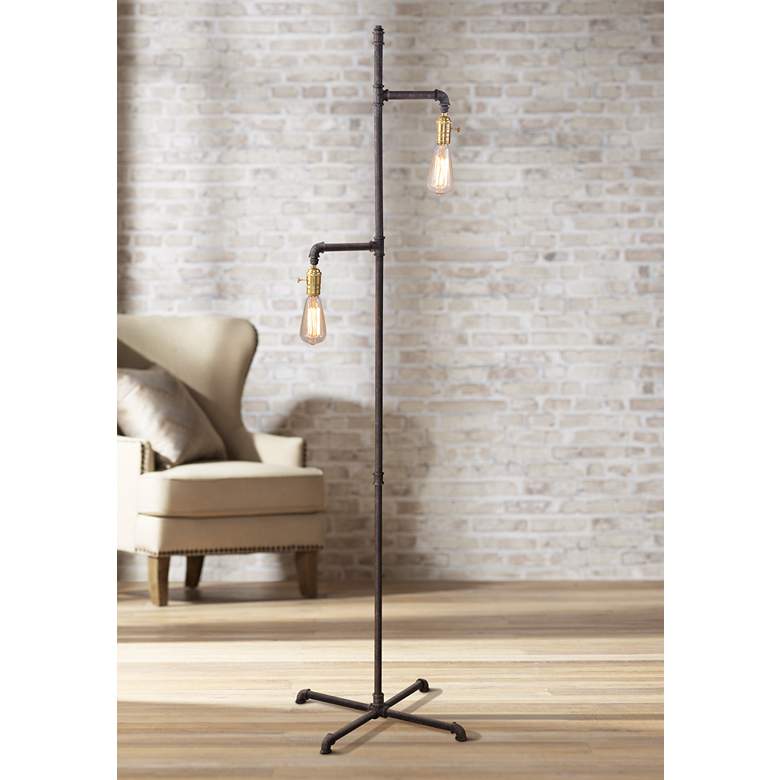 Telestar Bronze Metal 2-Light Reading Floor Lamp thumbnail 2