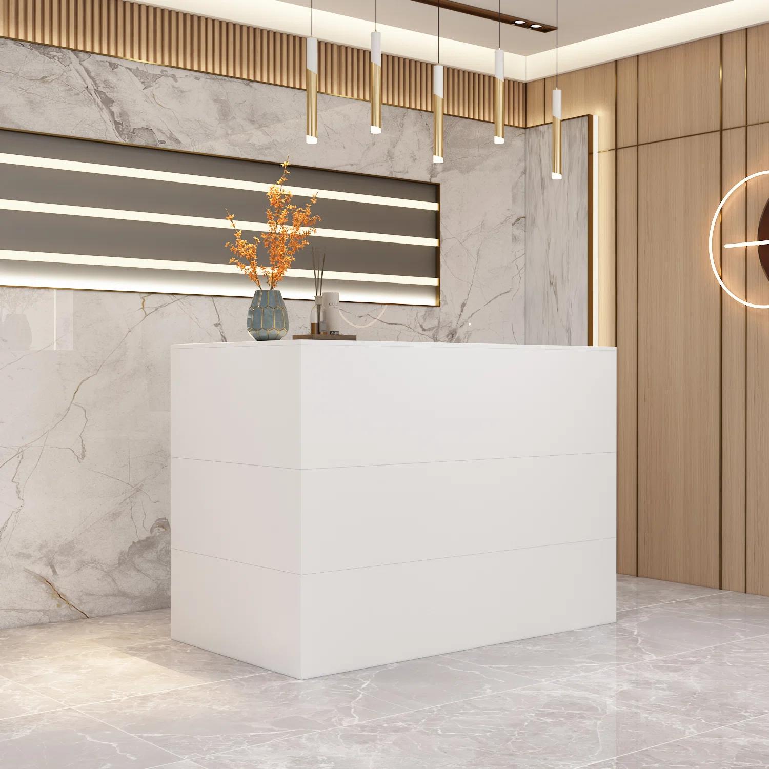 3 Person L Shape Wood Reception Desk  thumbnail 3