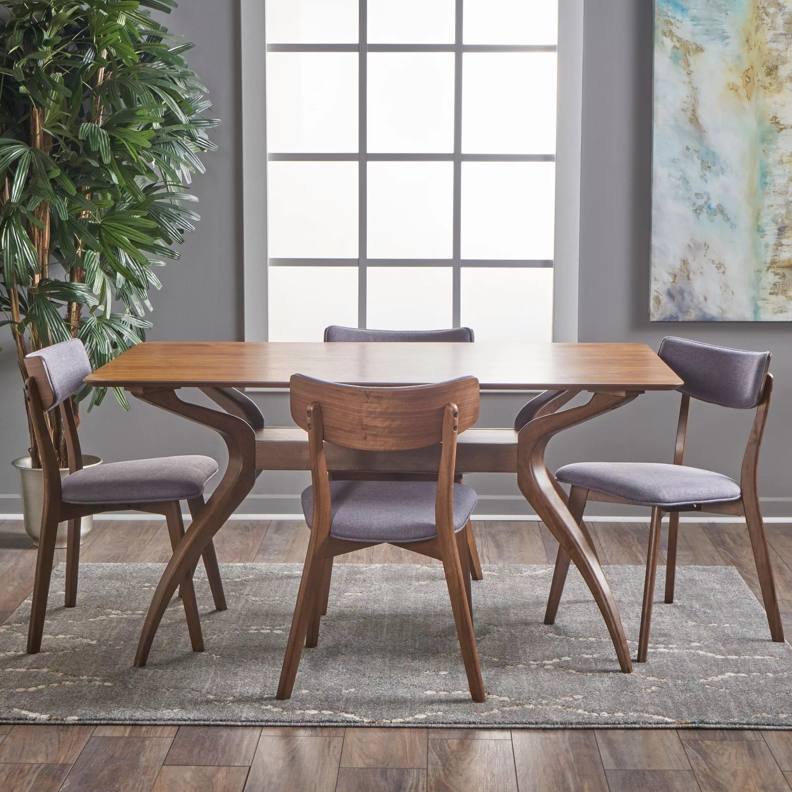 Bryona 5 Piece Trestle Dining Set Chair thumbnail 2