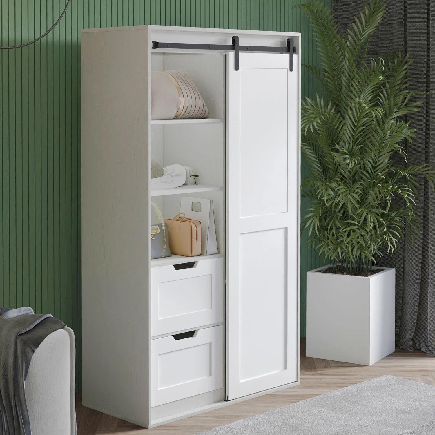 Mehar Solid Manufactured Wood Armoire thumbnail 3