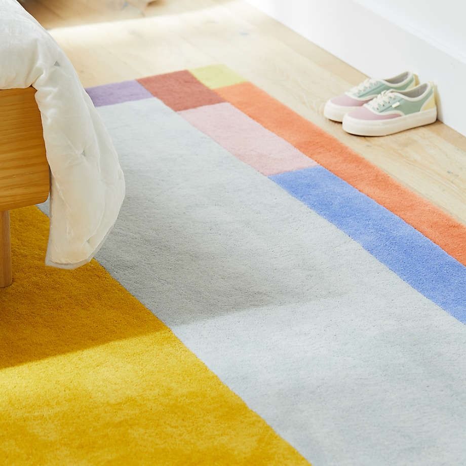 Bright Colorblock Border Geometric Kids Rug thumbnail 3