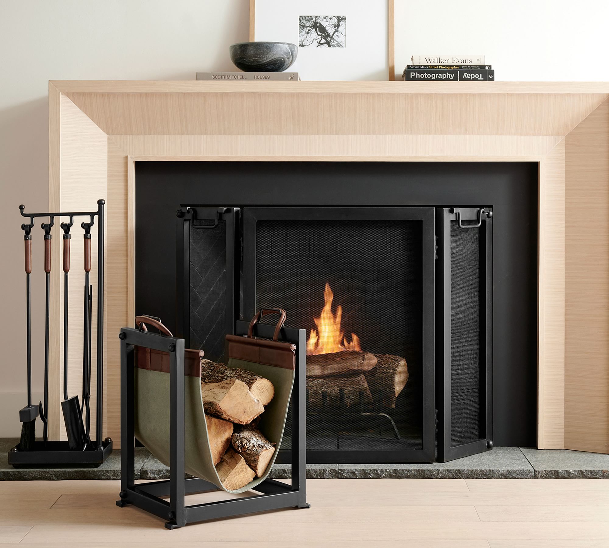 Industrial 3-Panel Fireplace Screen thumbnail 2