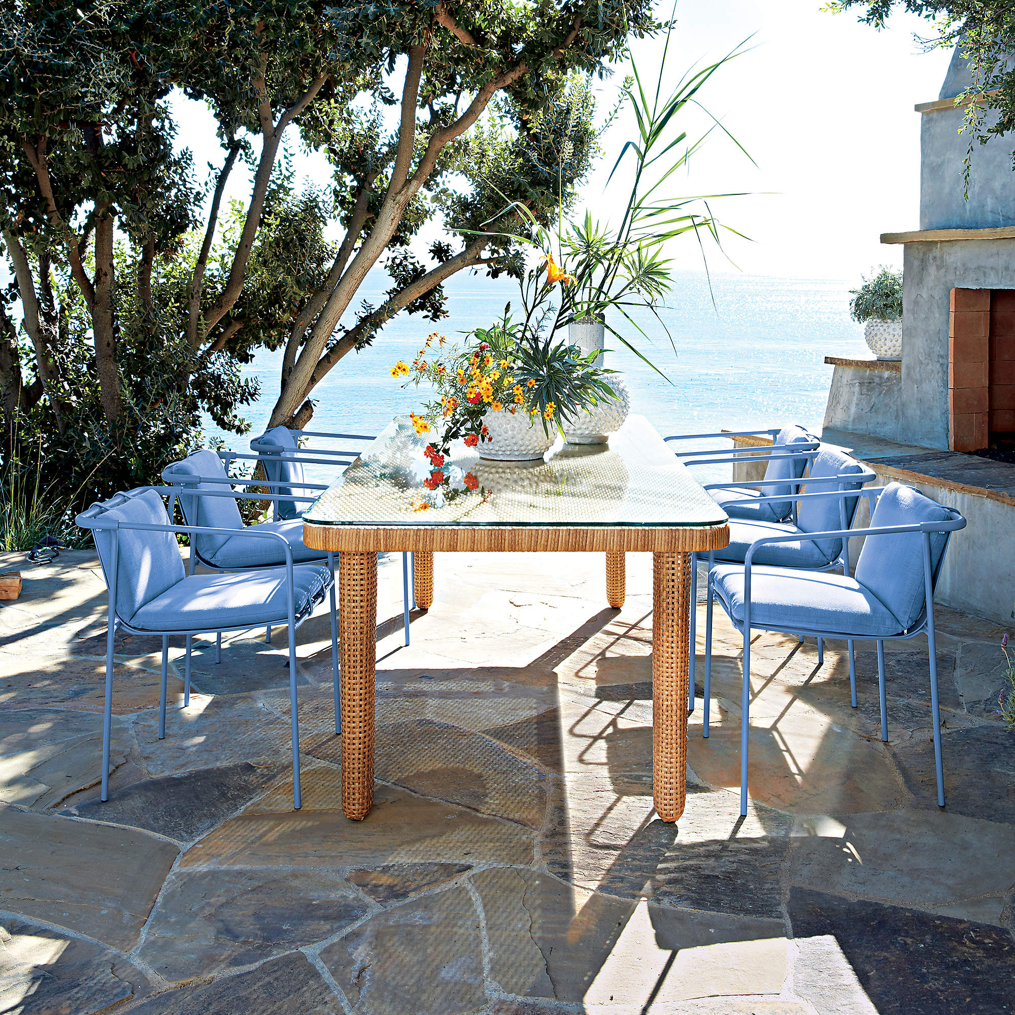 Navene Blue Outdoor Dining Armchair thumbnail 2