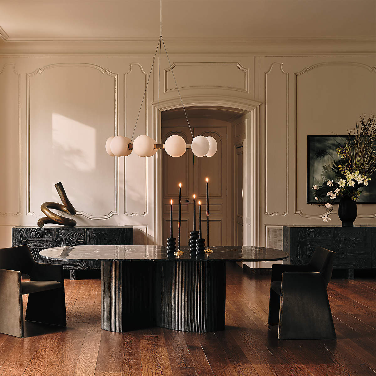 Aster Black Marble And Aluminum Dining Table thumbnail 2