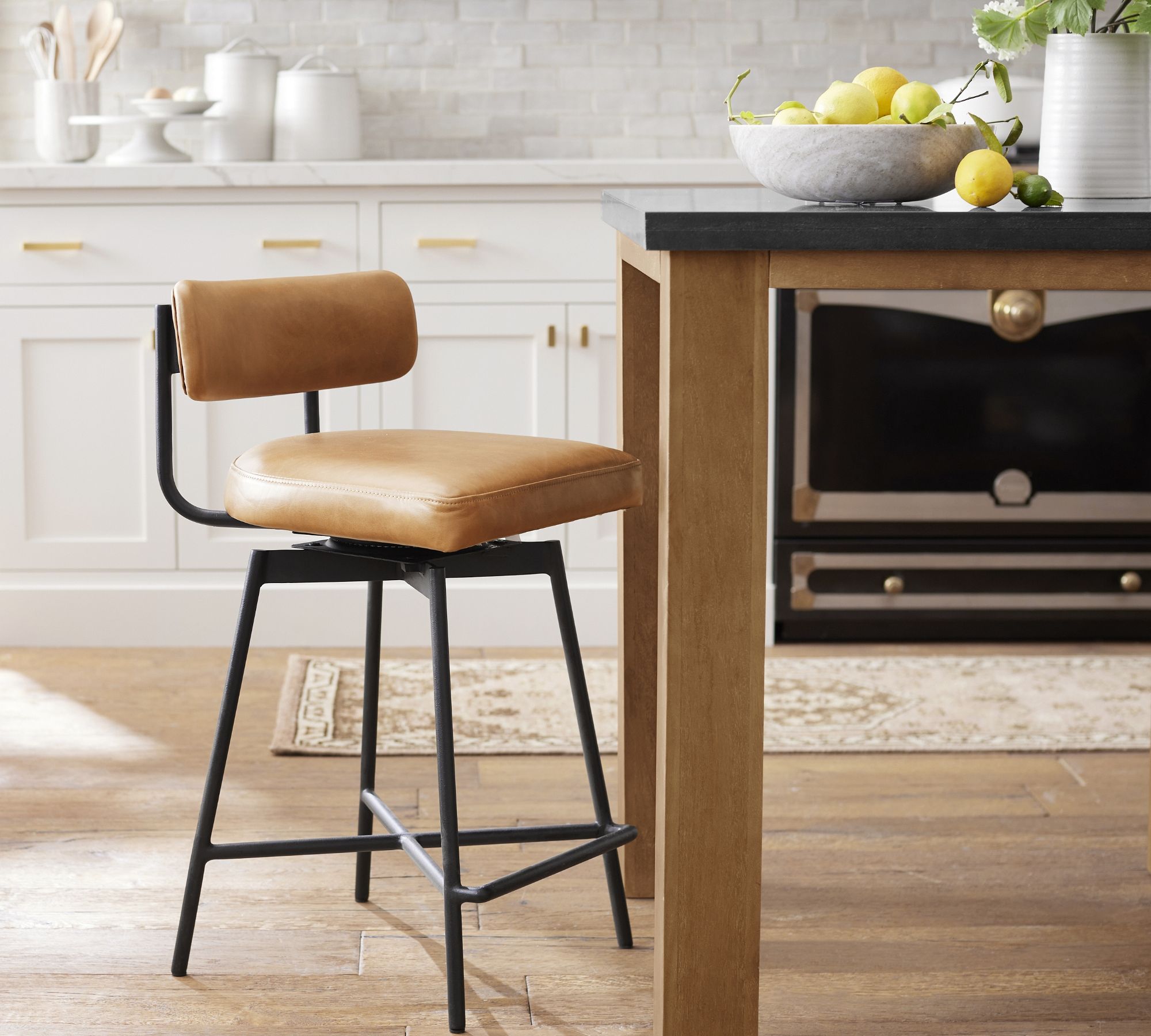 Maison Leather Low Back Counter Stool thumbnail 2