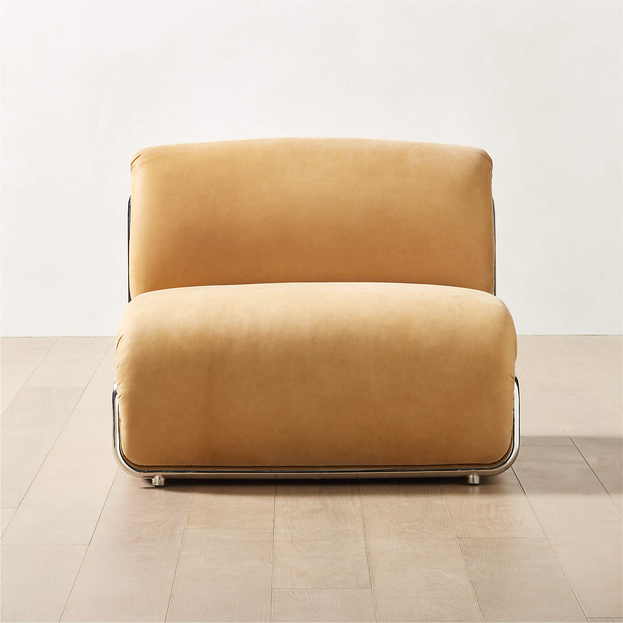 Hada Armless Beige Leather Lounge Chair thumbnail 2