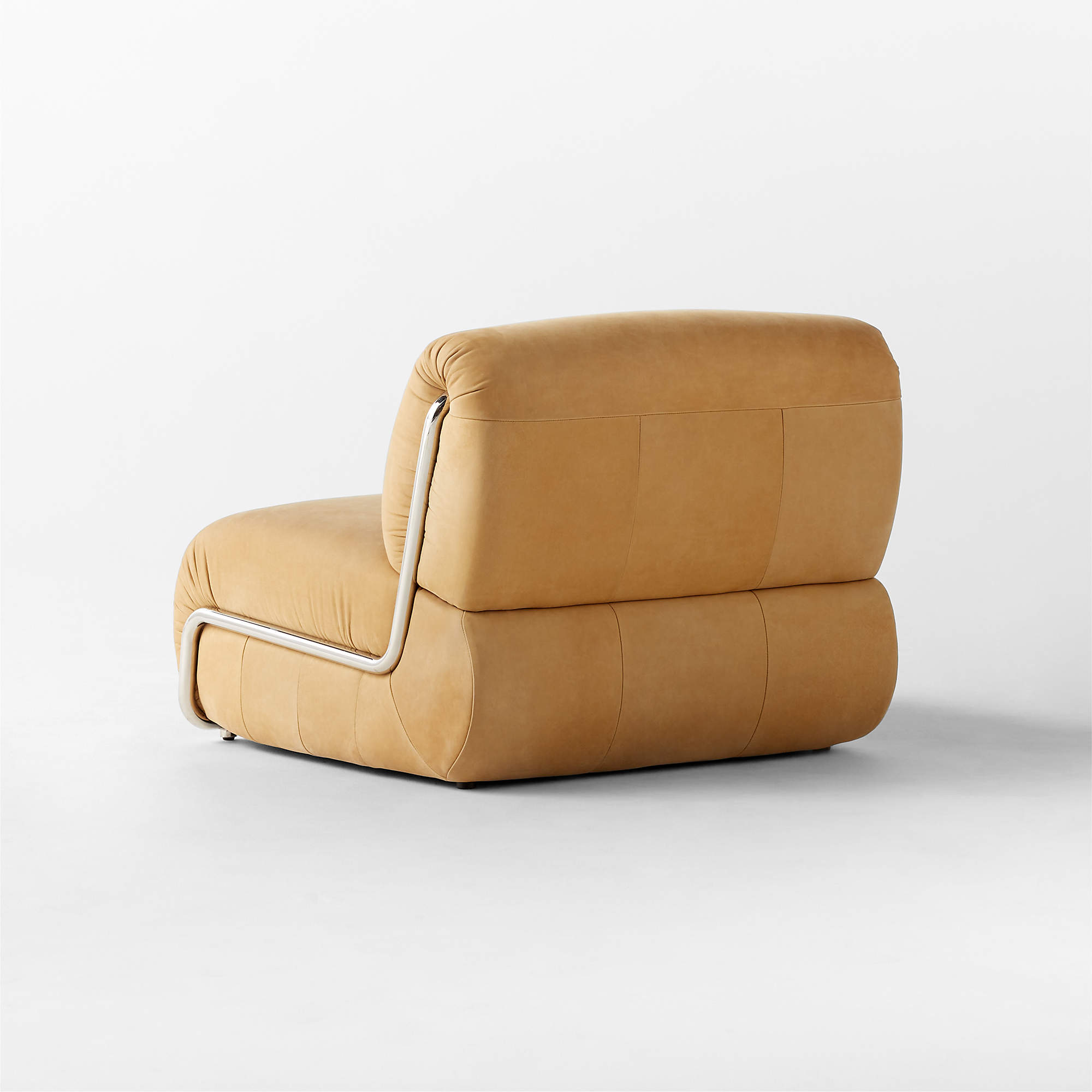 Hada Armless Beige Leather Lounge Chair thumbnail 3
