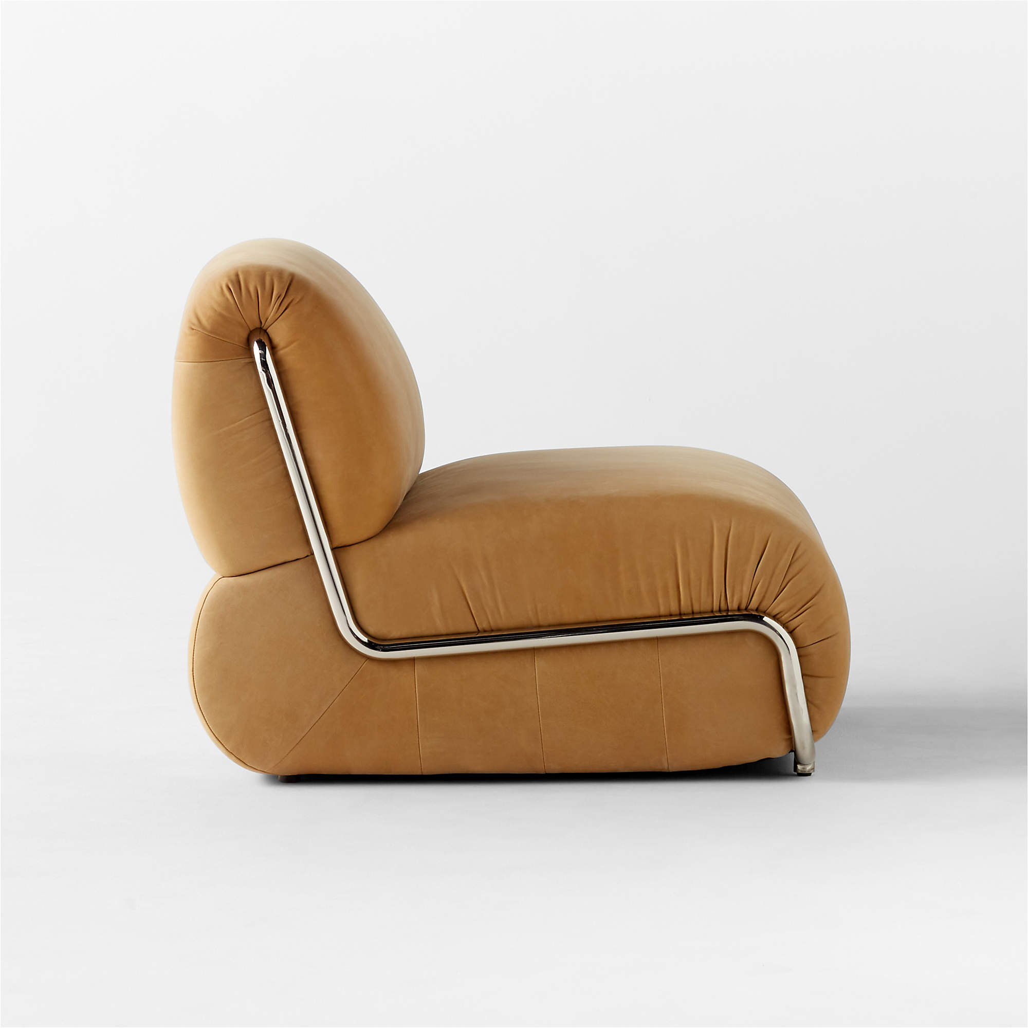 Hada Armless Beige Leather Lounge Chair thumbnail 4