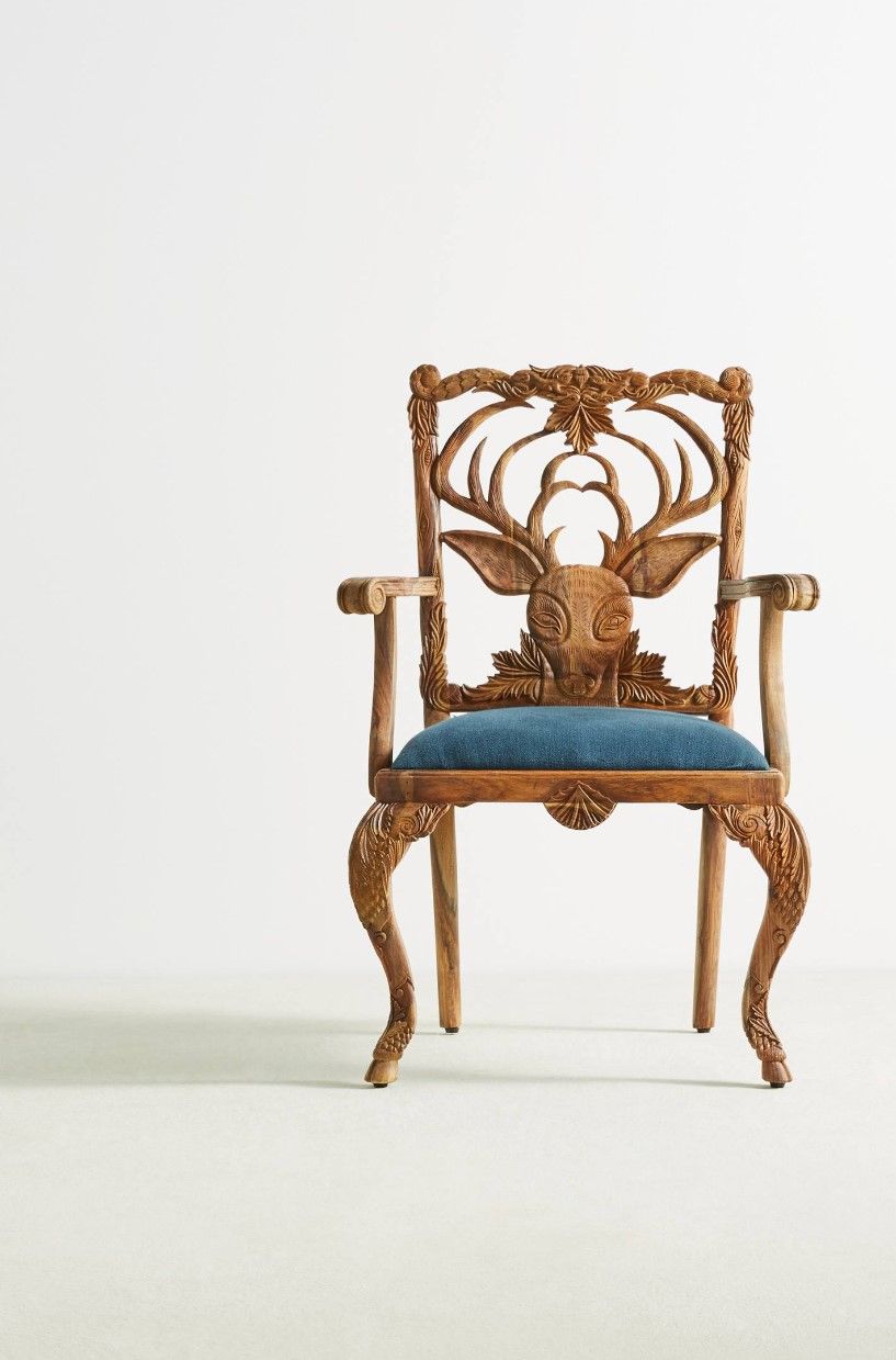 Handcarved Menagerie Deer Armchair thumbnail 3
