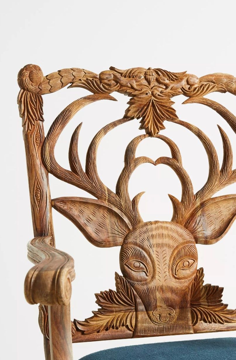 Handcarved Menagerie Deer Armchair thumbnail 5