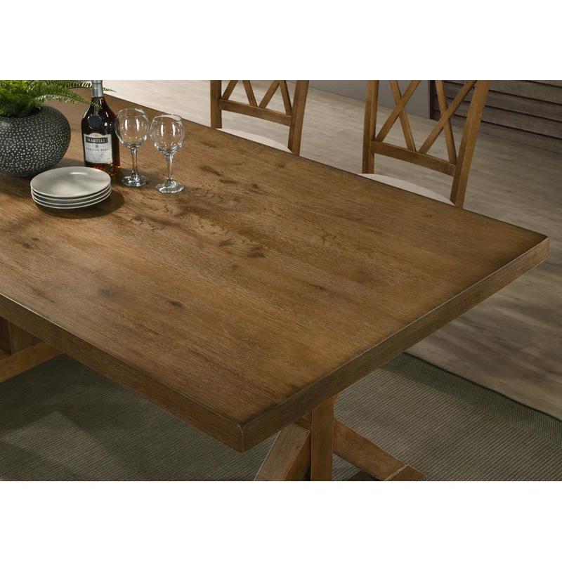 Enna Morden Farmhouse Wood Trestle Dining Set thumbnail 6