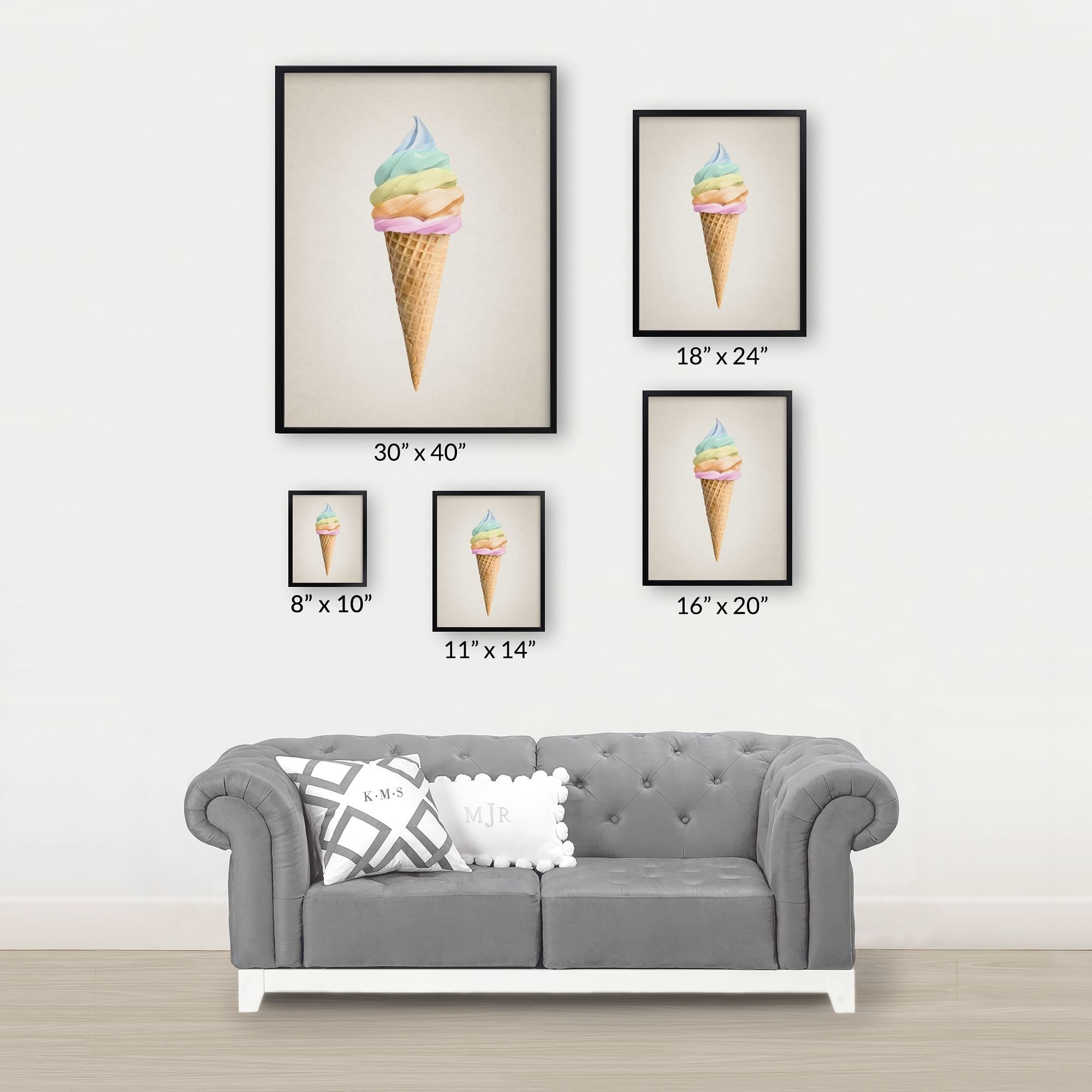 Minted Rainbow Ice Cream Framed Art thumbnail 2