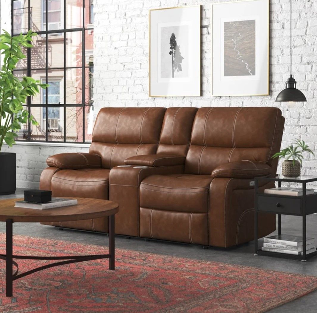 Flagg Leather Power Reclining Loveseat thumbnail 2