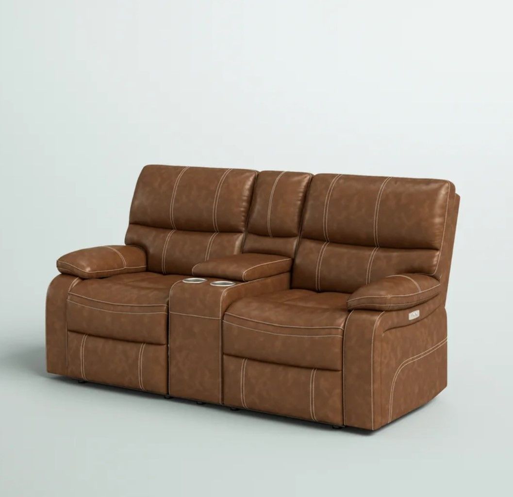 Flagg Leather Power Reclining Loveseat thumbnail 4