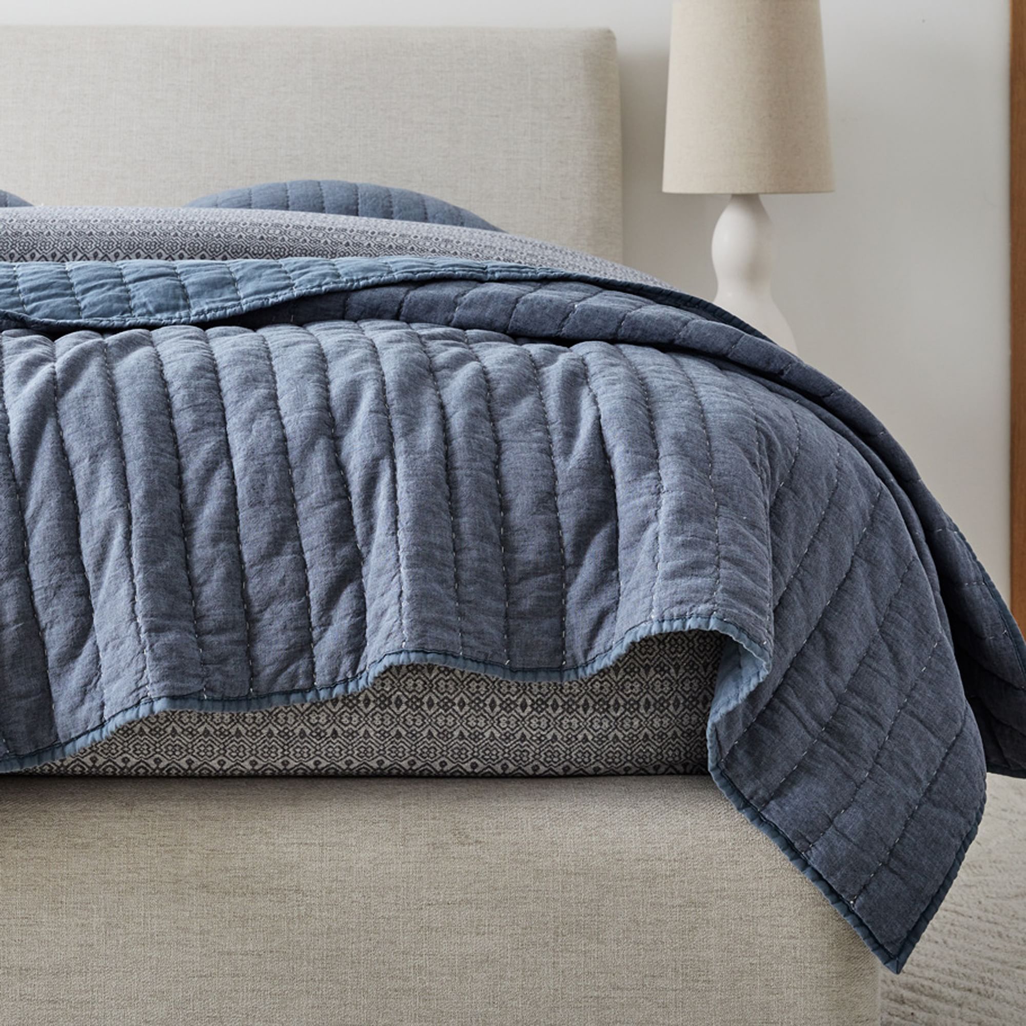 European Flax Linen Cotton Pick Stitch Quilt-Queen thumbnail 3