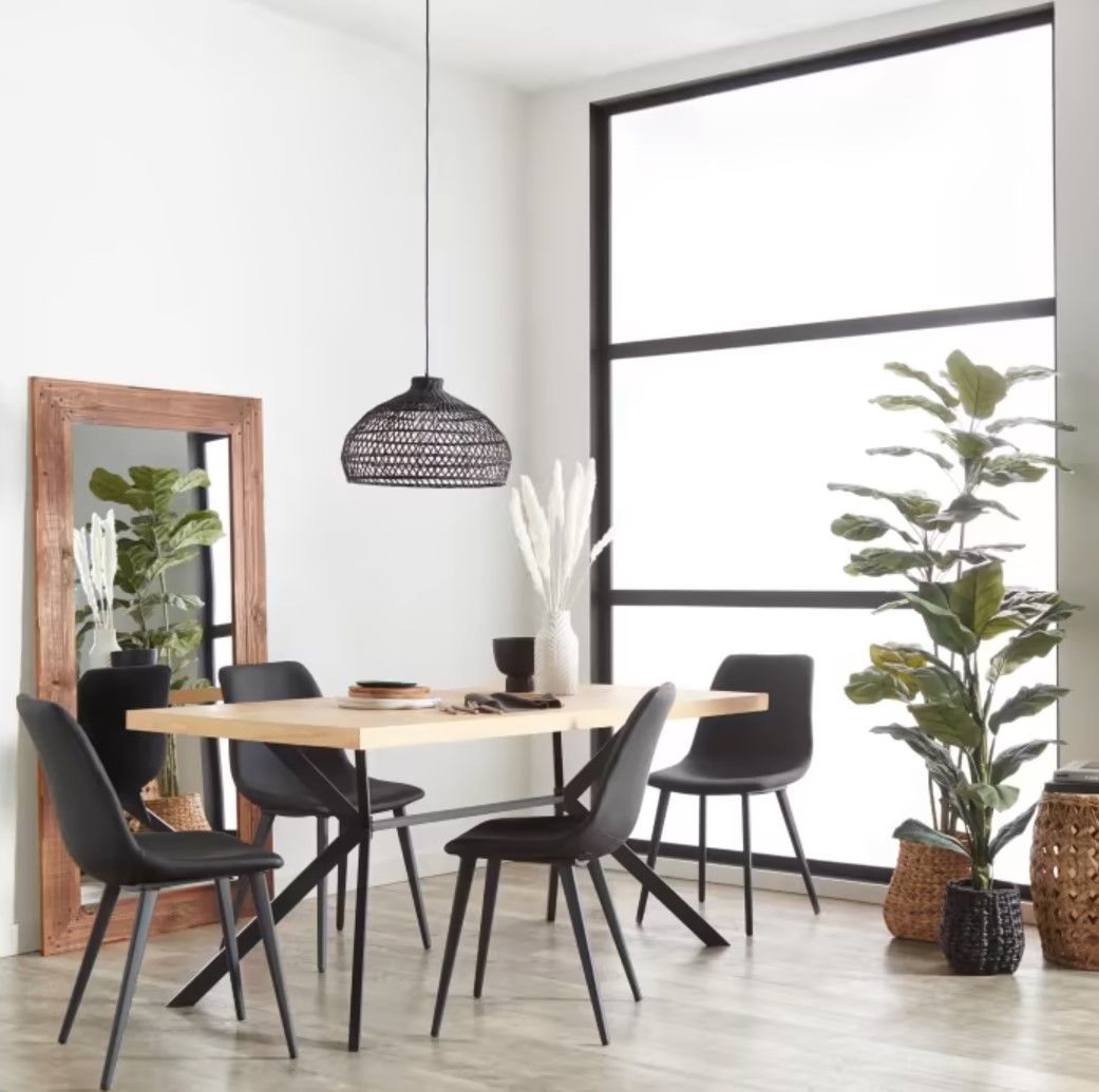 Faux Leather and Metal Dining Chair thumbnail 2