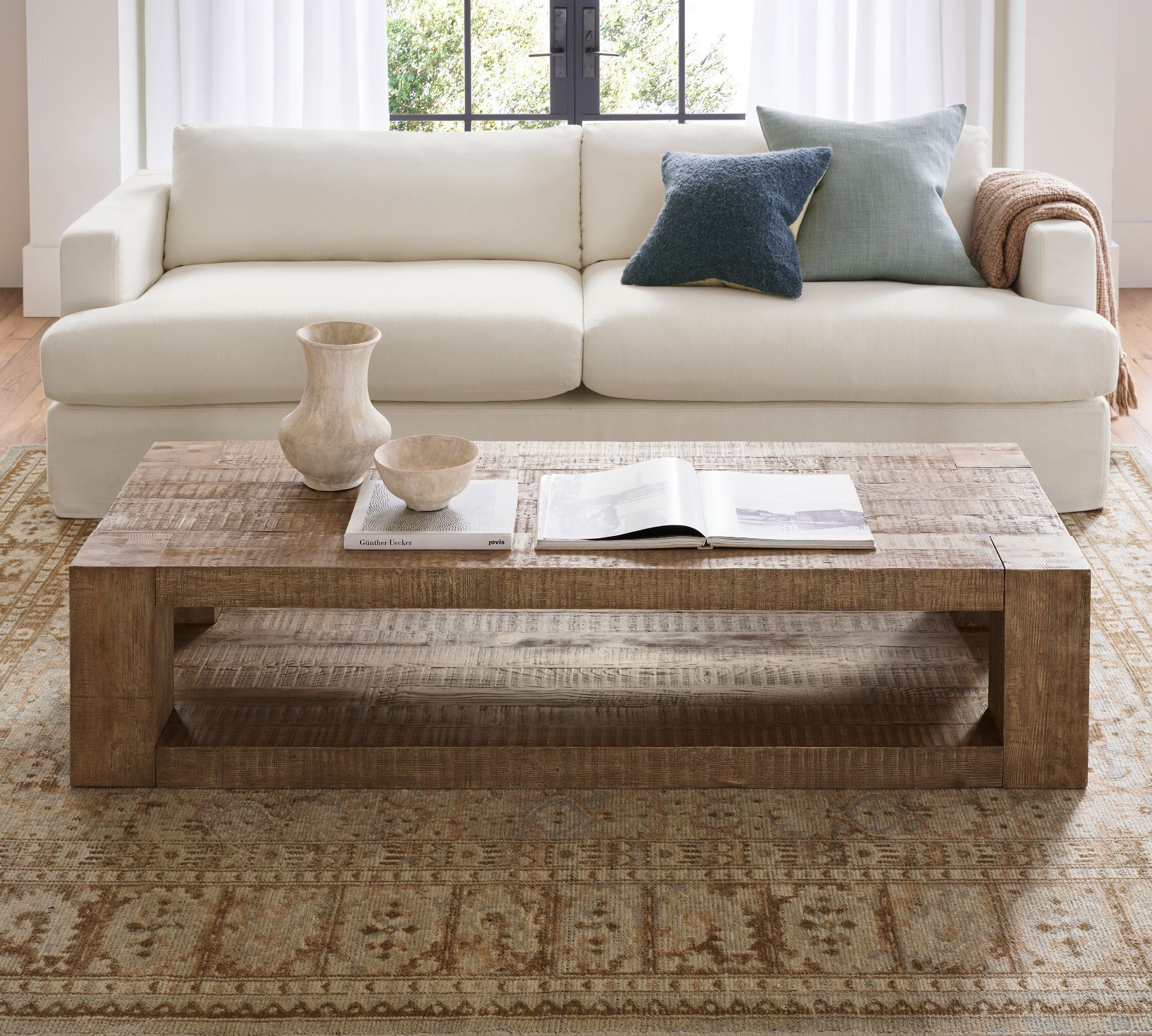 Rockport Rectangular Reclaimed Wood Coffee Table (66") thumbnail 2