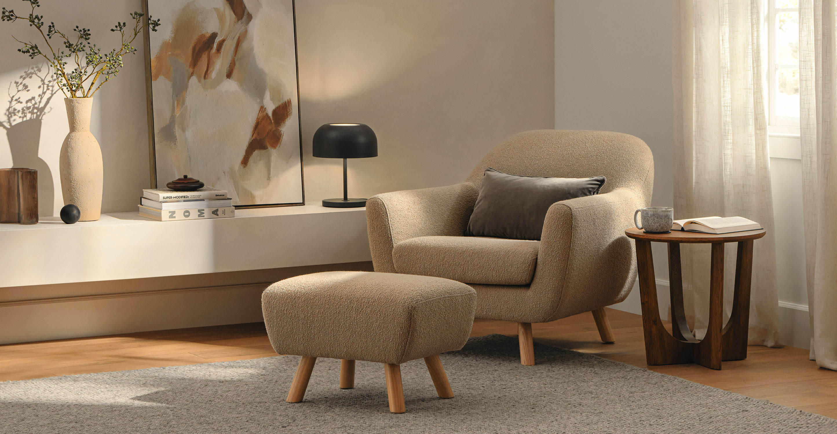 Gabriola Sandstone Wool Bouclé Lounge Chair thumbnail 2