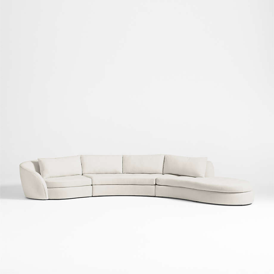 Sinuous Curved 3 Piece Right Arm Chaise Sectional Sofa thumbnail 2