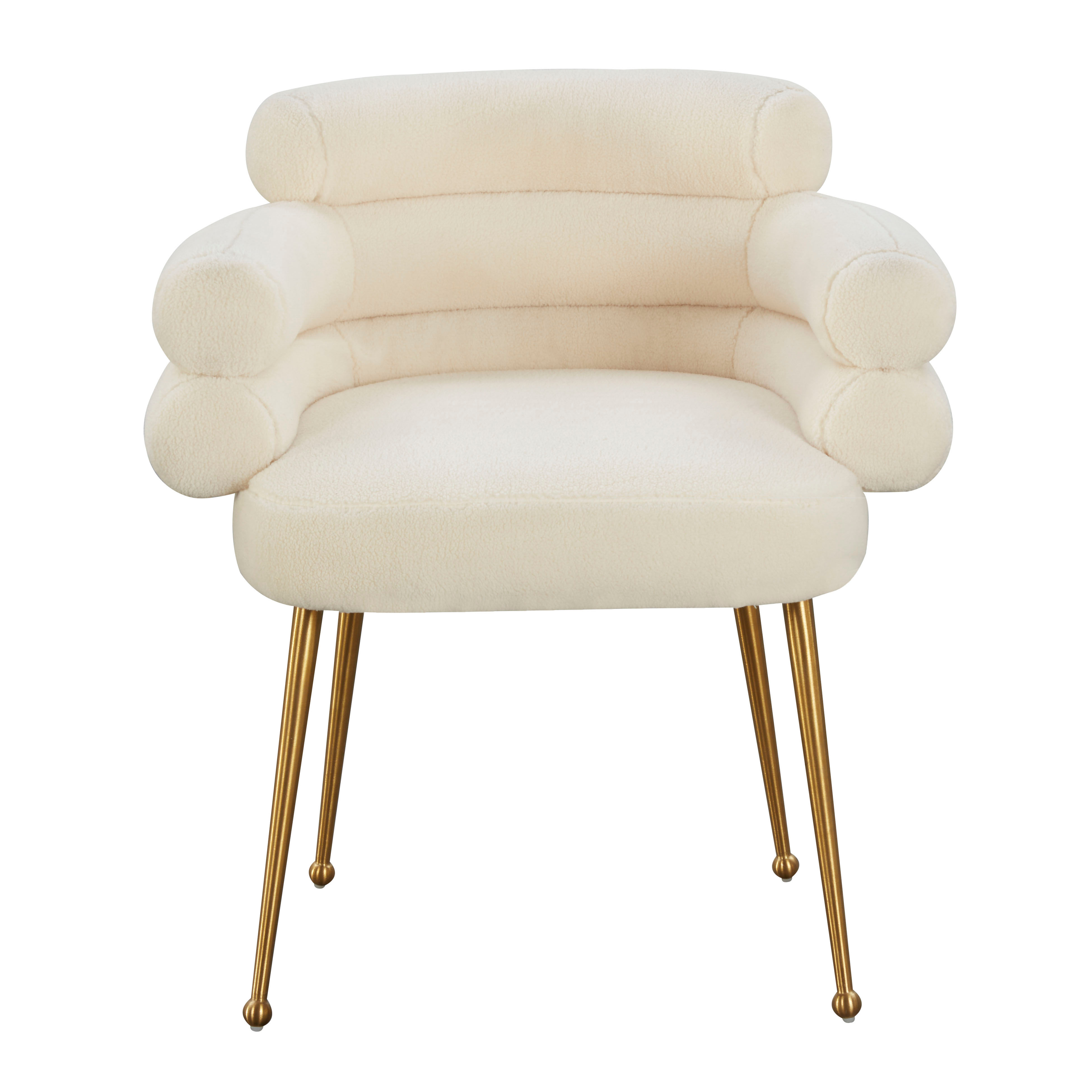 Dente Cream Faux Sheepskin Dining Chair thumbnail 3