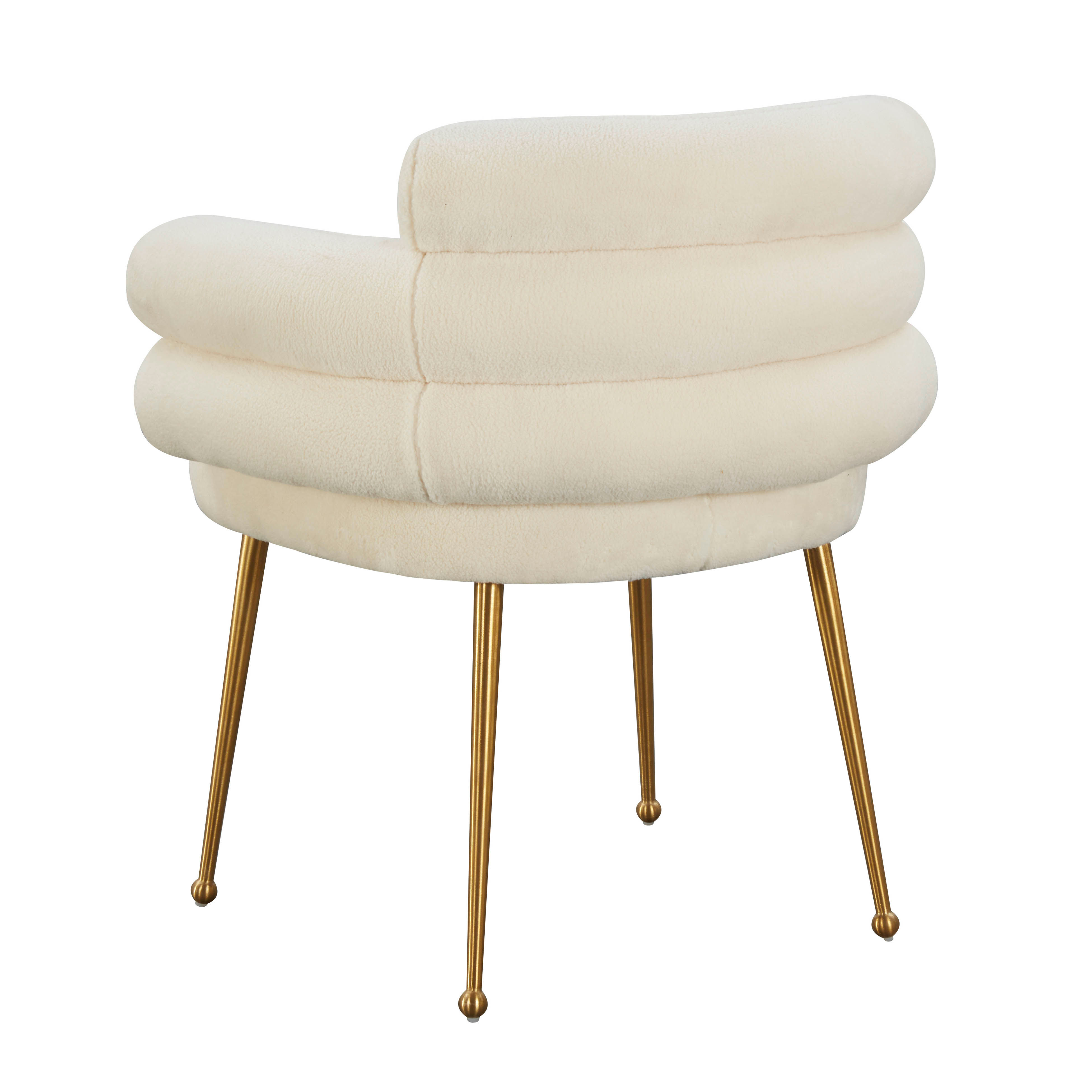 Dente Cream Faux Sheepskin Dining Chair thumbnail 4