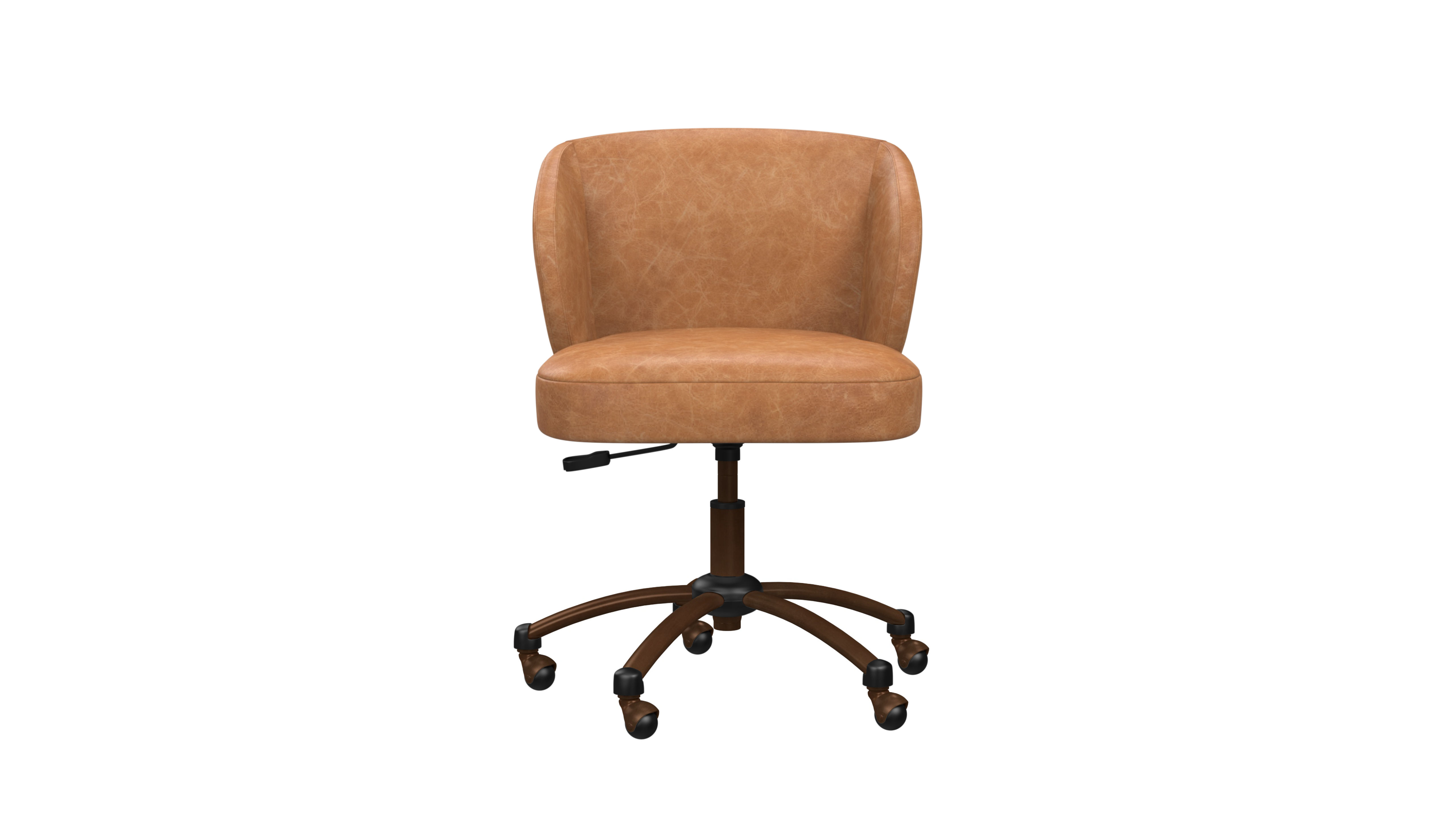Faux Leather Caramel Wingback Swivel Desk Chair thumbnail 3