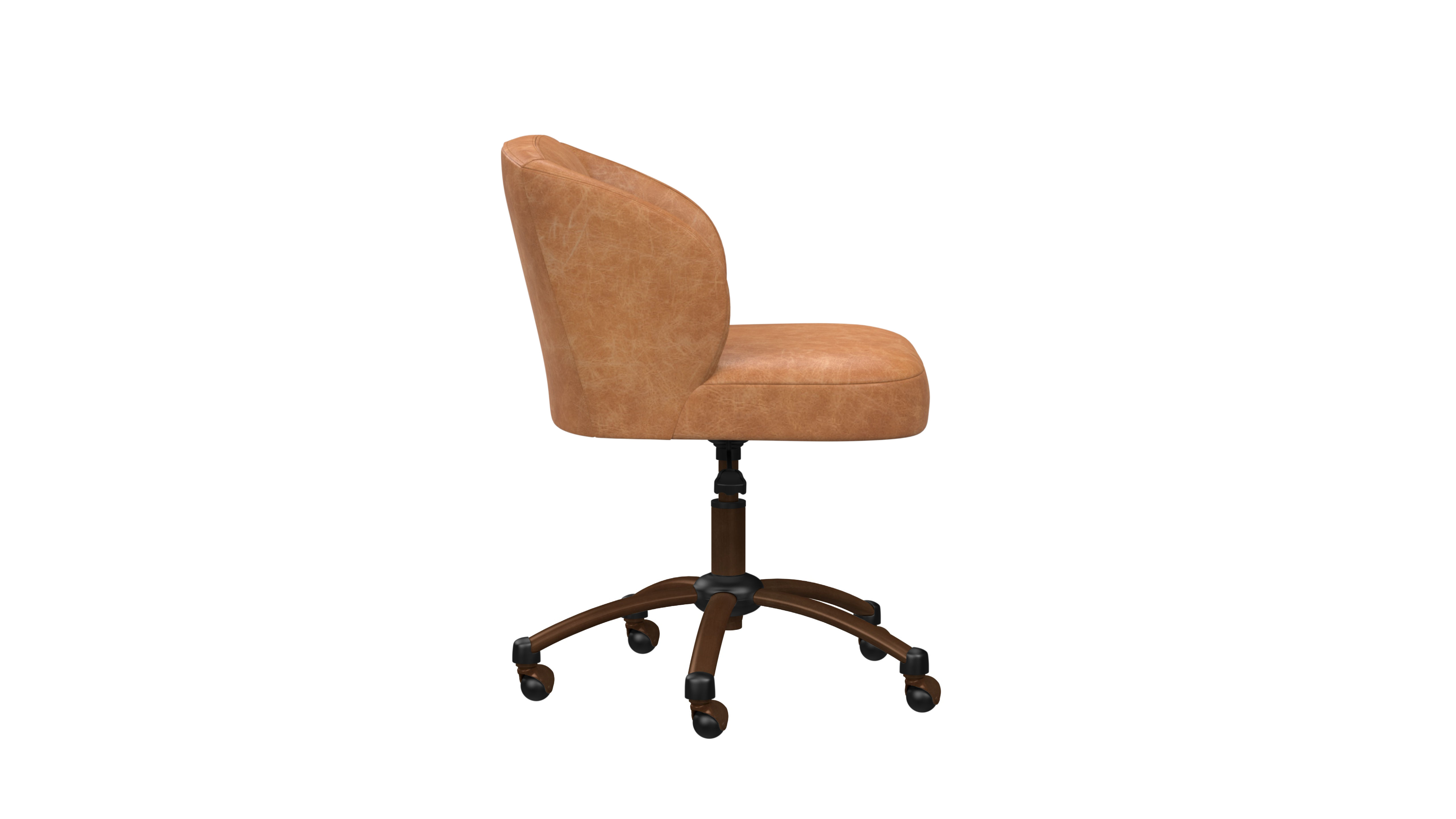 Faux Leather Caramel Wingback Swivel Desk Chair thumbnail 4