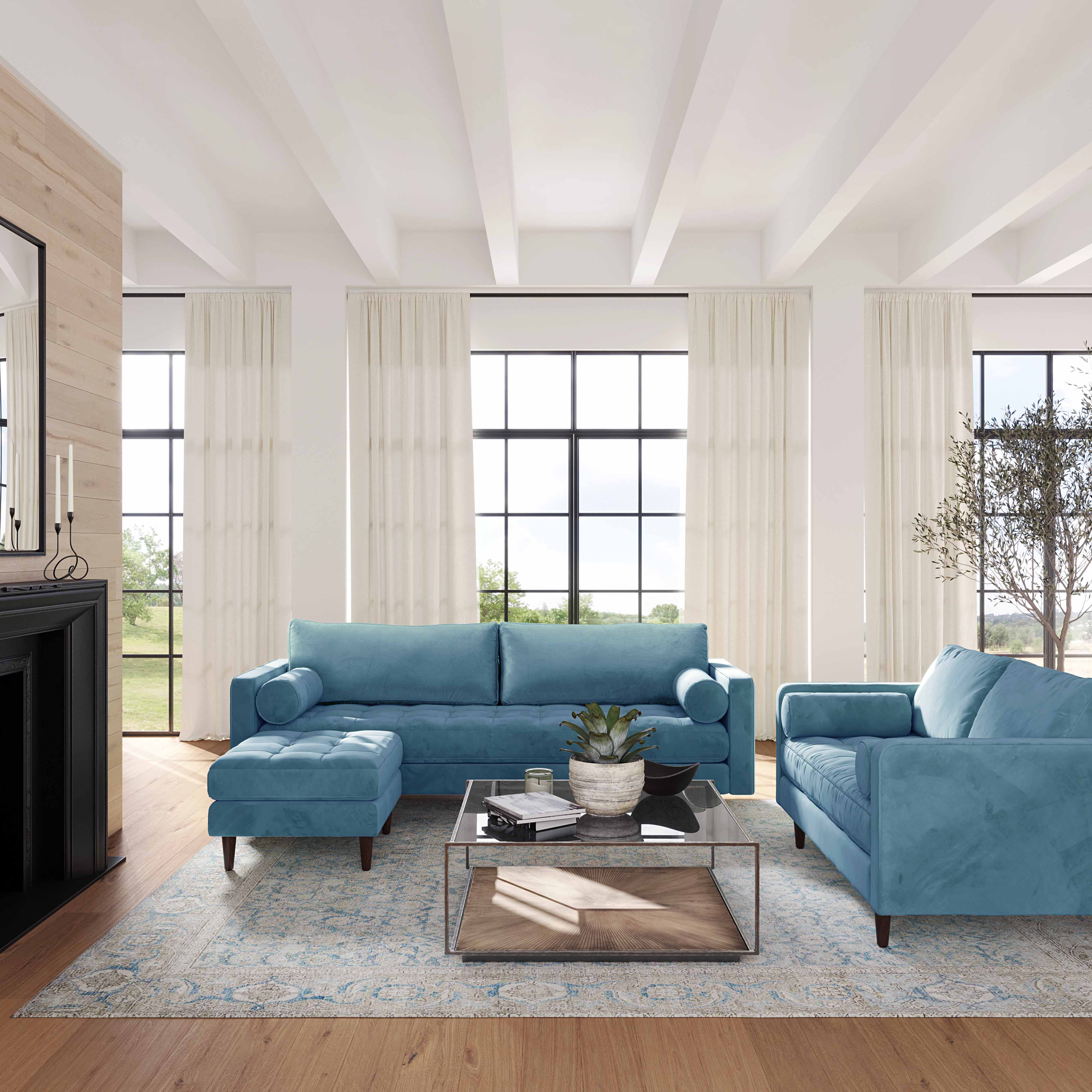 Cavern Dusty Blue Velvet Sofa thumbnail 2
