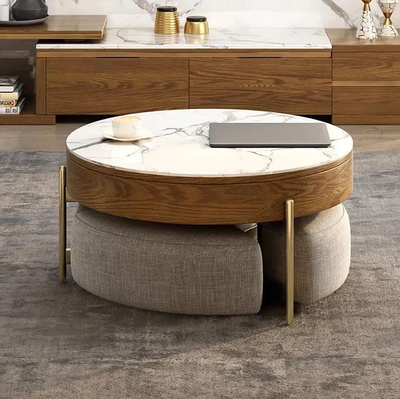 Espedita Modern Round Lift Top Coffee Table thumbnail 2