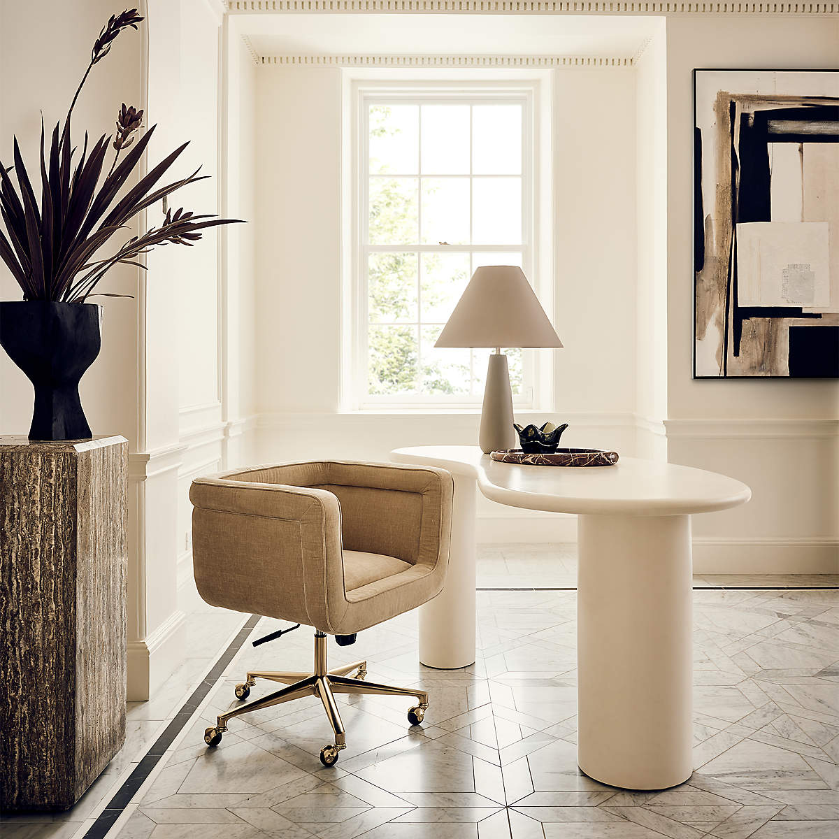 BORDA WHITE PERFORMANCE VELVET SWIVEL OFFICE CHAIR thumbnail 3