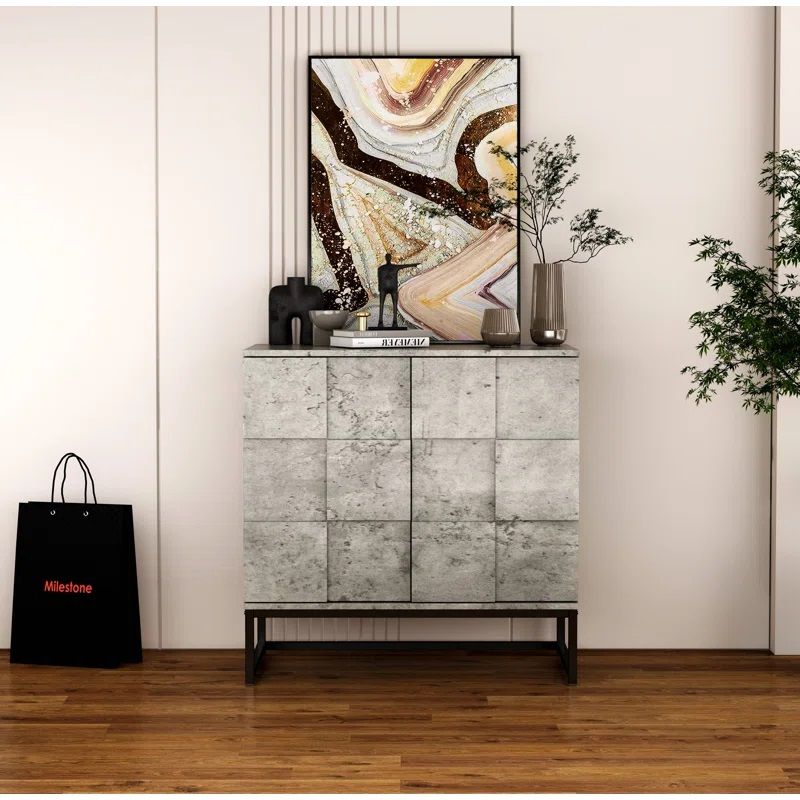 2 Door Cabinet Wooden Nightstand For Bedroom Living Room thumbnail 2