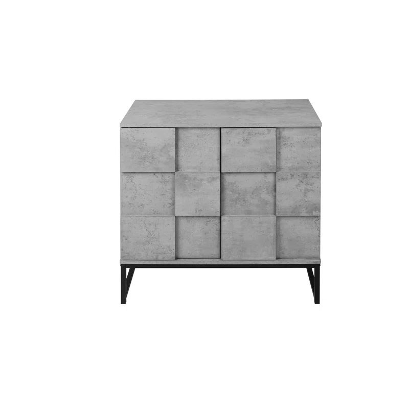 2 Door Cabinet Wooden Nightstand For Bedroom Living Room thumbnail 3