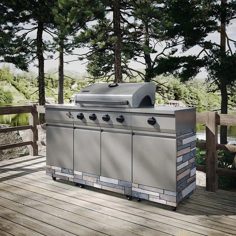 TYTUS 4 Burner Portable Gas Grill with Side Burner and Cabinet thumbnail 2