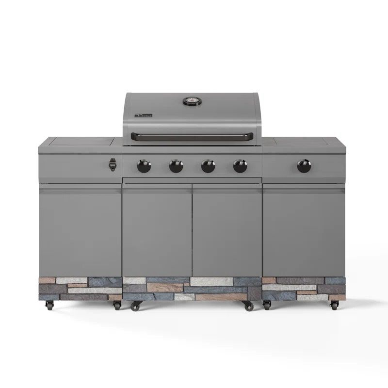 TYTUS 4 Burner Portable Gas Grill with Side Burner and Cabinet thumbnail 3