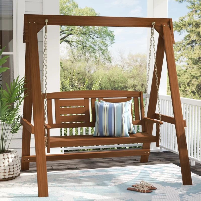 Fina 2 Person Solid Wood Porch Swing thumbnail 2