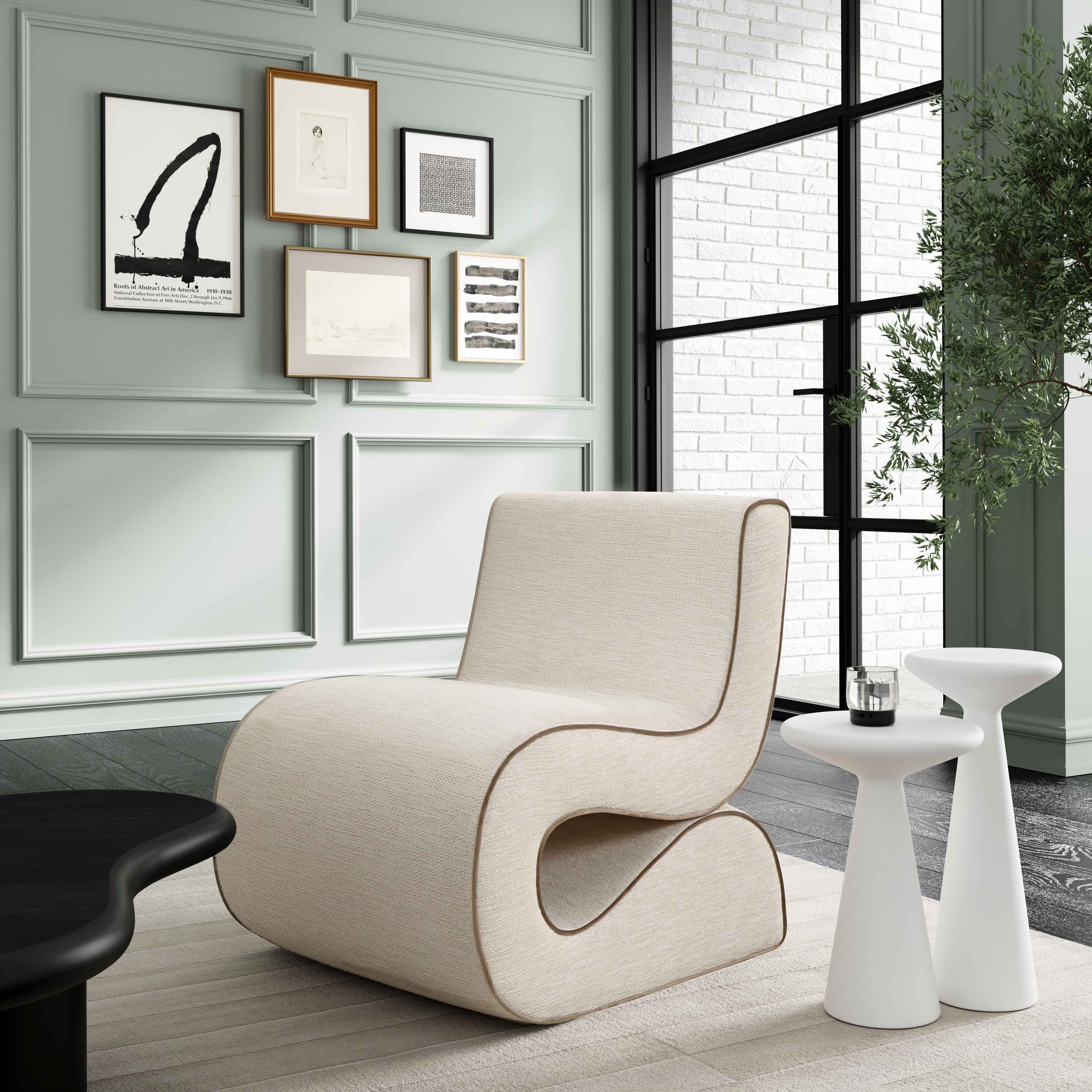 Curvature Cream Basketweave Accent Chair thumbnail 2